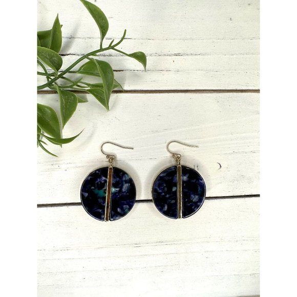 Julia Marbled Resin Circle Drop Gold Tone Earrings - Picture 1 of 4